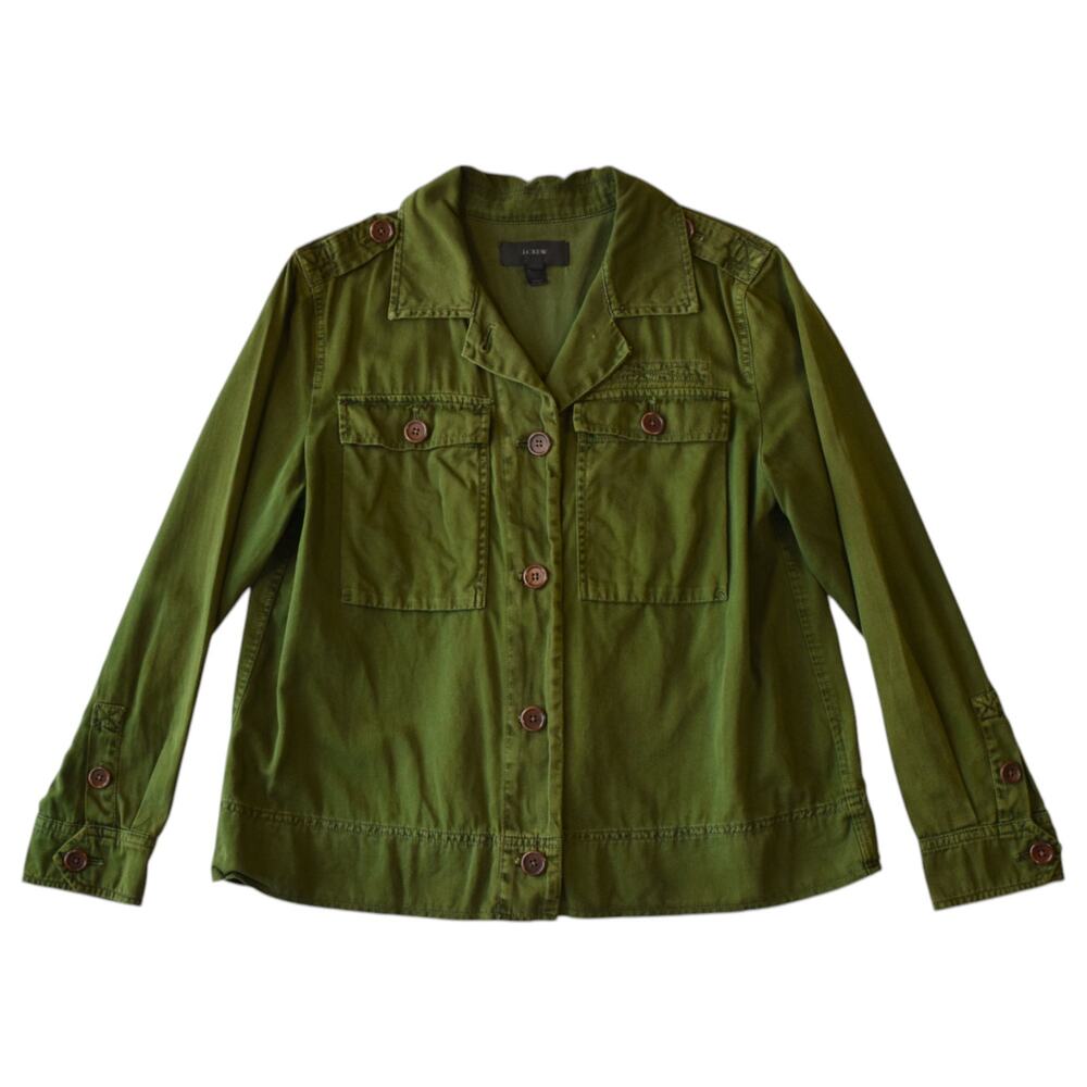 J Crew Oversized Olive Green Utility Field Jacket Safari Shirt Jacket XS